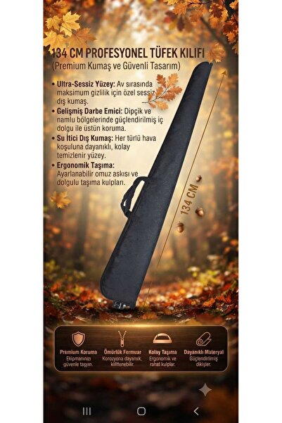 Premium Dokulu Kamuflaj Desenli Tüfek ve Ekipman Kılıfı - 134cm