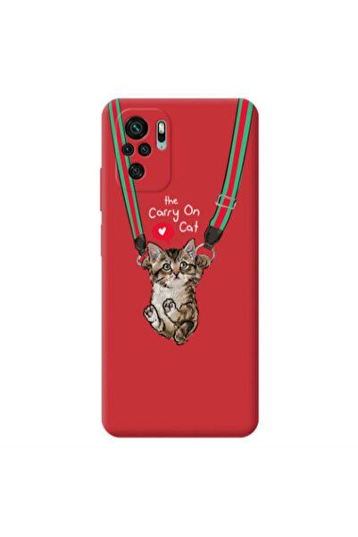 Other Xiaomi Redmi Note 10S Swinging cat Red Colored Silicone TPU Θήκη