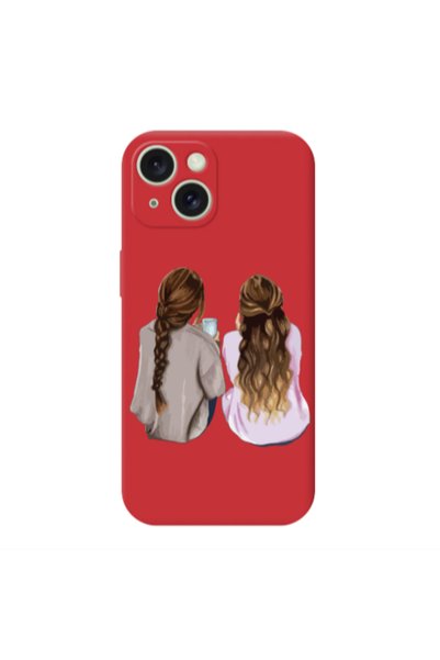 Other Apple iPhone 15 Plus Friends Red Colored Silicone TPU Θήκη