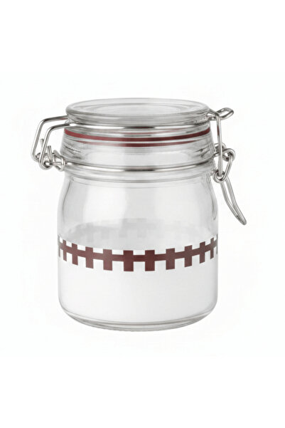 AKDC Glass Storage Jar with Clip Lid & Decorative Band – Airtight Borosilicat...