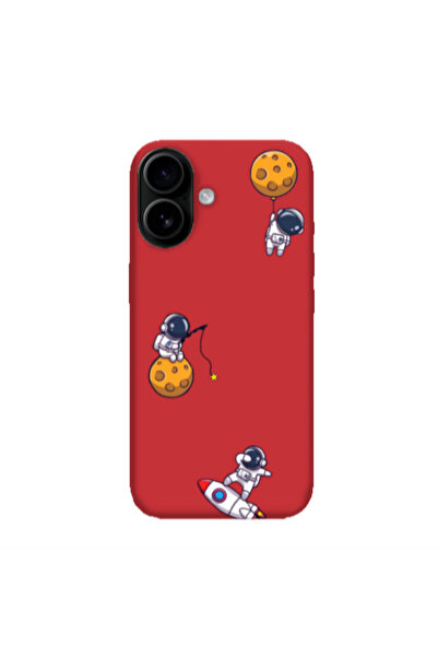Other Apple Iphone 16 plus Cute astronauts Red Colored Silicone TPU Θήκη