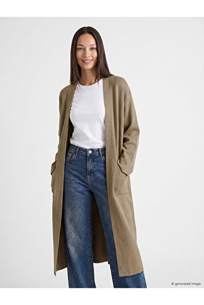 LC Waikiki Özmarka New Season Shawl Collar Oversize Women's Knitwear Cardigan