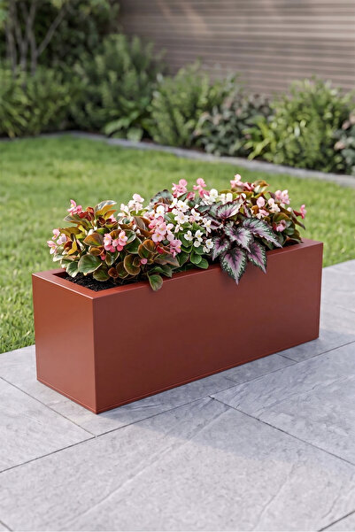 Desen Dekorasyon Zenith 80x25x30 cm Metal Yatay Dikdörtgen Kiremit Saksılık -...