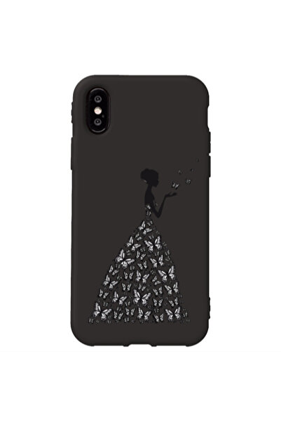 Other Apple iPhone Xs Butterfly Girl Black Colored Silicone TPU Θήκη