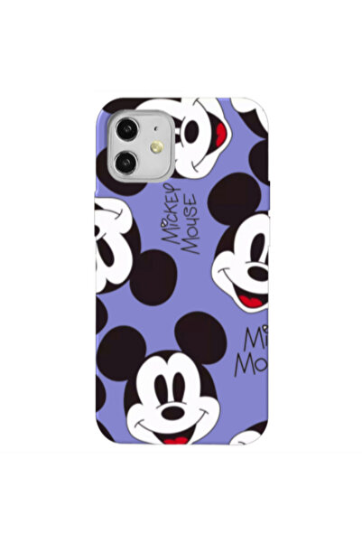 Other Apple iPhone 12 Mickey Mouse Purple Colored Silicone TPU Θήκη