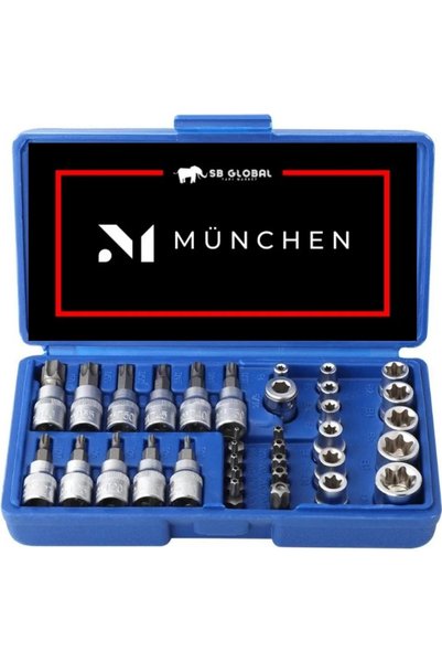 dorf München 34 Parça E-Torx Lokma Takımı 3/8 İnç Sürücü Kaliteli Materyal il...