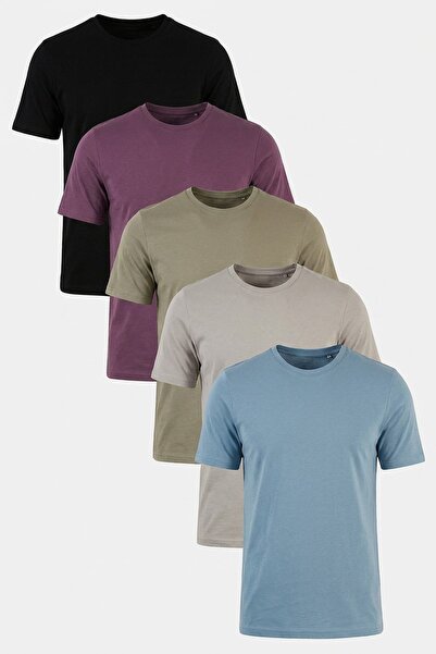 Buratti Pamuklu Regular Fit Bisiklet Yaka 5'li Paket T Shirt Erkek T SHİRT 59...