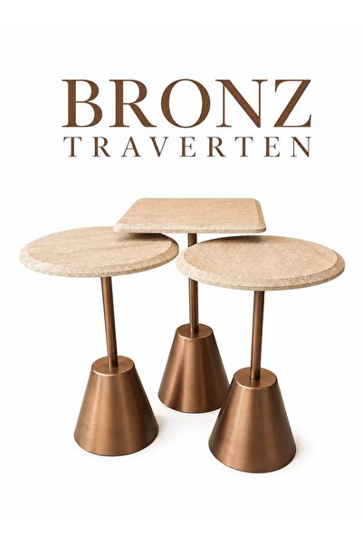 Ağaoğluhome Luma Zigon Sehpa (Bronz-Traverten)