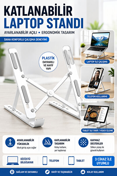 Hane Dostu Katlanabilir Tablet ve Telefon Standı Ayarlanabilir Açılı Masaüstü...