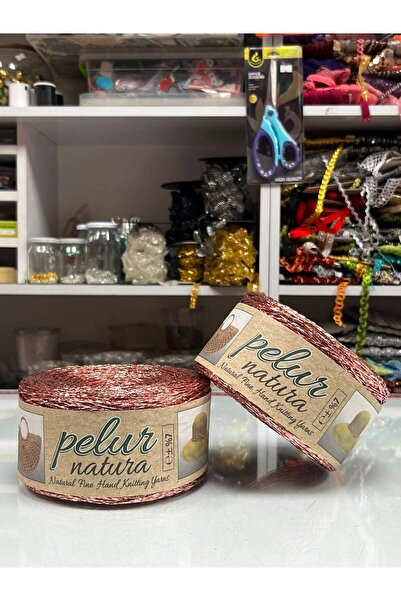 Pelura METALİK KAĞIT İP PELUR NATURA SİMLİ POLYESTER ÇANTA SUPLA NAKIŞ ŞAPKA ...