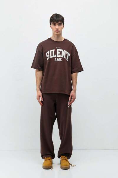VAMOSCLO Oversize Printed Tracksuit Set Brown