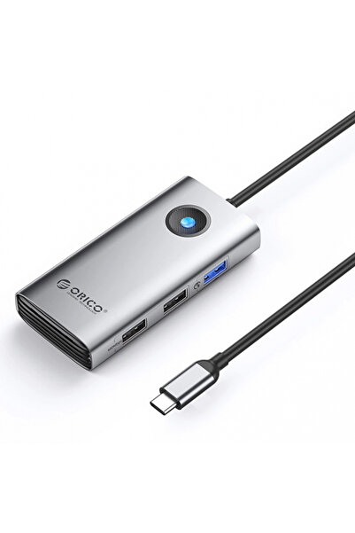 Orico Hub USB-C PW11-5P, 1 x USB-A 3.0 - 2 x USB-A - 1 x USB-C - 1 x HDMI, Gri