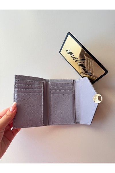 emelimin Women's Baby Blue Envelope Cover Gold Lock Mini Card Holder Wallet