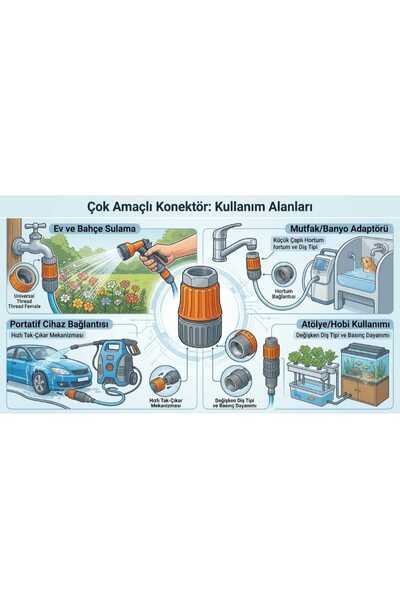 ÇEÇEN HOME Nano Evrensel Musluk Hortum Bağlantı Aparatı Çabuk Tak Çıkar Konne...