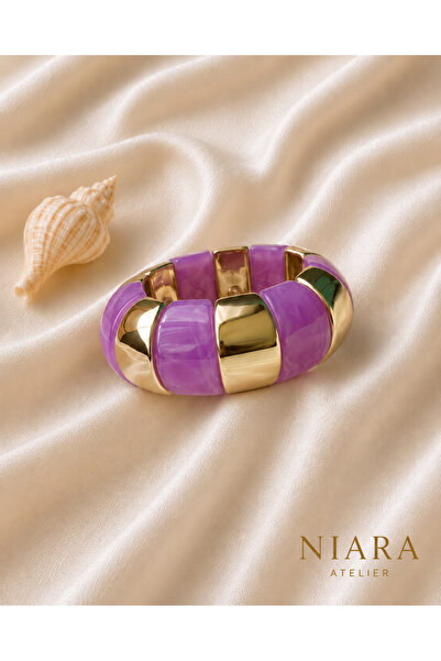 NIARA ATELIER Gold Şeritli Kalın Bileklik