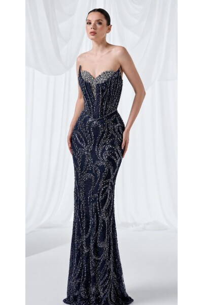 AYSHA BOUTIQUE Taş İşlemeli Korsaj Formlu Uzun Abiye Elbise