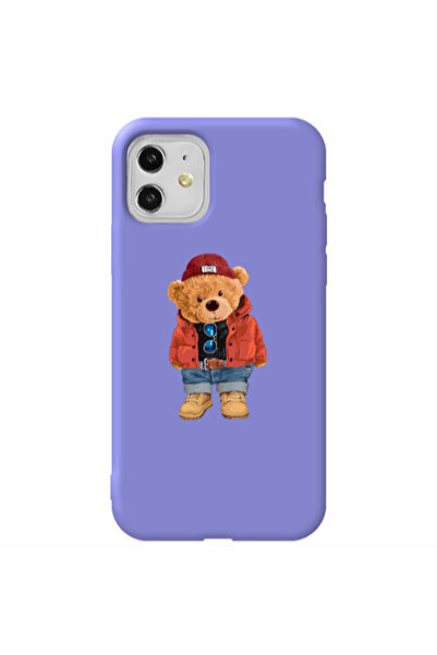 Other Apple iPhone 11 Bear in a hat Purple Colored Silicone TPU Θήκη