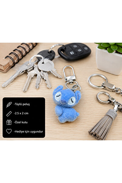HER ŞEY NOTA www.herseynota.com Blue Cute Plush Monster Charm Keychain – Mini...