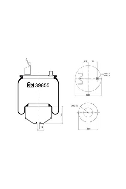 FEBI BILSTEIN Perna de Aer Spate (diametru: 169/228mm) Volvo Fh Fh Ii Fh Iii ...