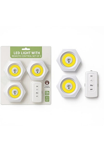 Generic Wireless LED Cabinet Lights with Remote & Touch Control - Set of 3