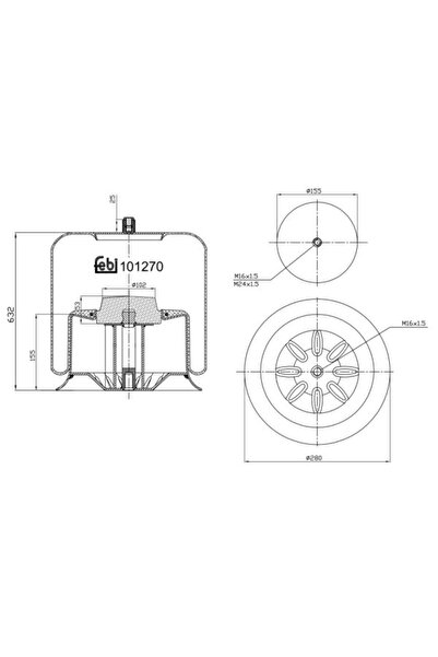 FEBI BILSTEIN Perna de Aer Spate (diametru: 156/280mm) Mercedes Actros Actros...