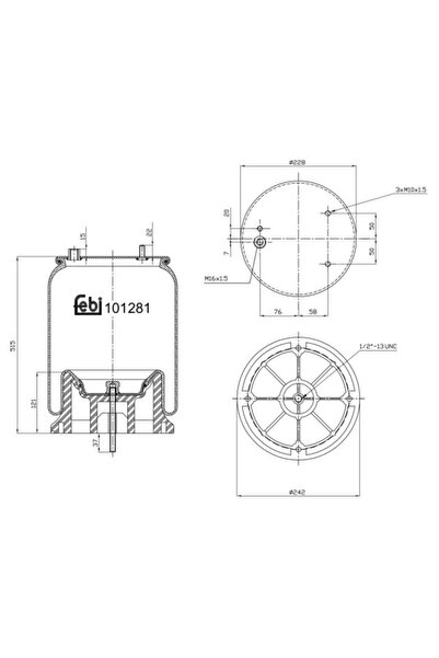 FEBI BILSTEIN Perna de Aer Spate (diametru: 229/242mm) Daf Cf 75 Cf 85 Xf 105...