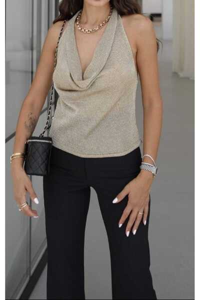 yeditepe fashion Beachwear degaje Yaka Gold Bluz
