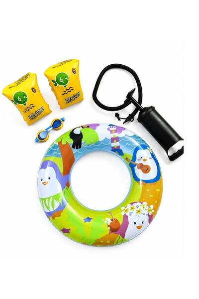 BESTWAY Complete 4-piece swimming set for children: diving goggles, 30cm blac...