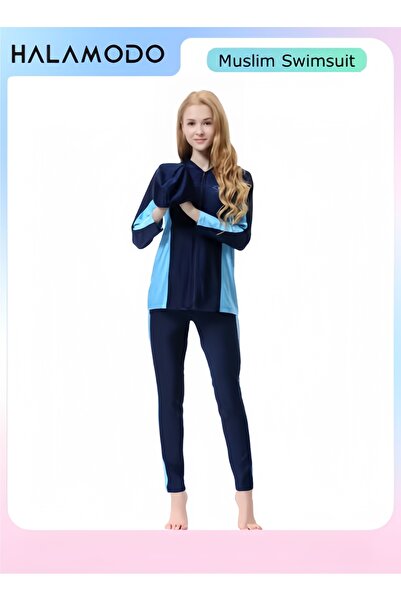 HALAMODO Women Modest Muslim Swimsuit, Short Sleeves Swimsuits, Muslim Beachw...