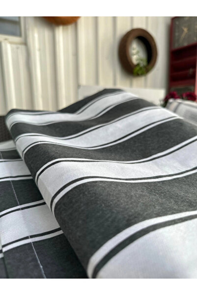 NİVEMESHOME Branda Black - White Balcony Curtain