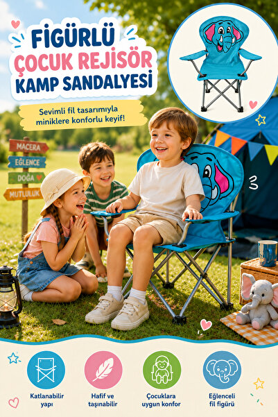 AVESSA Figürlü Çocuk Rejisör Kamp Sandalyesi - Katlanabilir yapı - Sağlam Met...