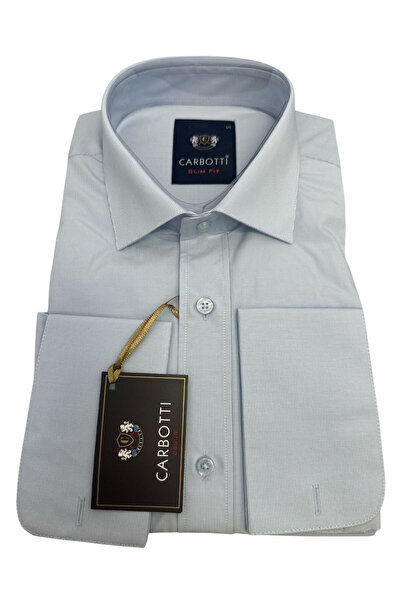 OEM Camasa barbati, Albastru deschis cu dungi, slim fit, maneca lunga, bumbac...