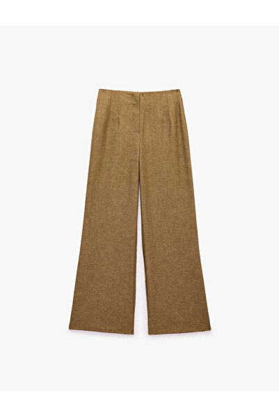 Koton High Waist Linen Look Wide Leg Pants