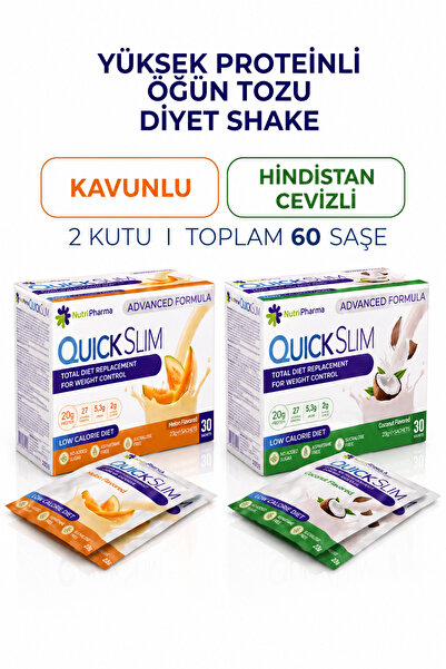 NUTRIPHARMA QUICK SLIM High Protein Meal Replacement Powder Melon Coconut Die...