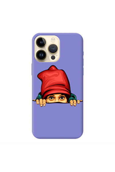 Other Apple iPhone 13 Pro Max Hidden Girl Purple Colored Silicone TPU Θήκη