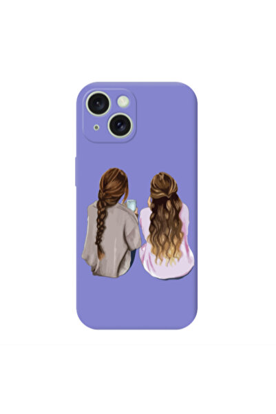 Other Apple iPhone 15 Plus Friends Purple Colored Silicone TPU Θήκη
