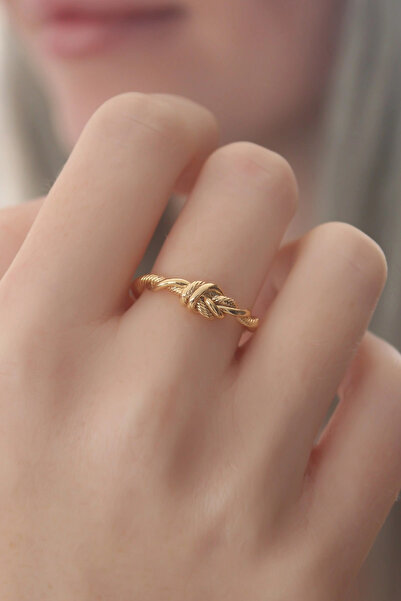 ARMÜZ Gold Color Rope Knot Model Women's Ring