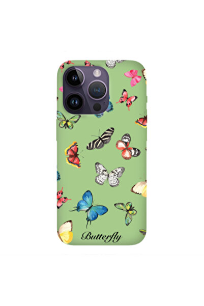 Other Apple iPhone 14 Pro Max Mixed Butterflys Light Green Colored Silicone T...