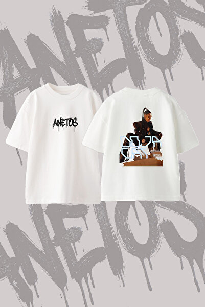 Anetos Doja Cat_3 Design Printed Oversize Crew Neck T-Shirt White