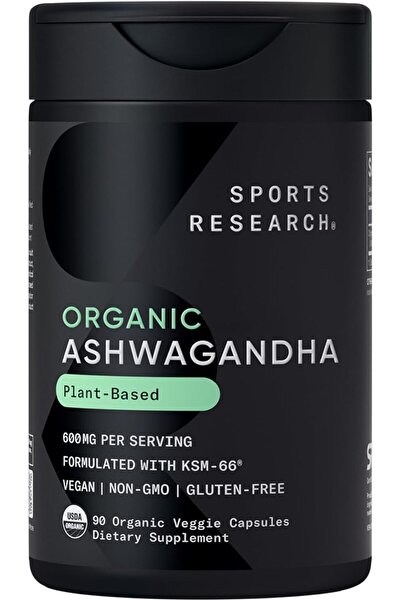 Sports Research أدوية عشبية عضوية من الأشواجاندا للاسترخاء والهدوء ودعم النوم...