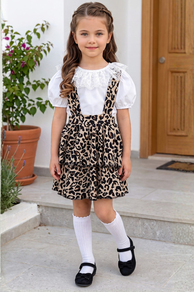 Parla Kids Κοριτσίστικο Helen Leopard Strap Tie-Up Gilet 29 Οκτωβρίου Φόρεμα ...