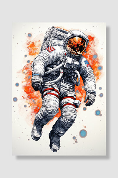 Luna Marissa Poster astronauta, bela pozadina, ilustracija lebdećeg u svemiru...