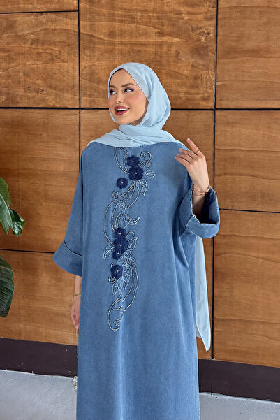 Miss Allos Rochie din denim brodată cu hijab pentru femei