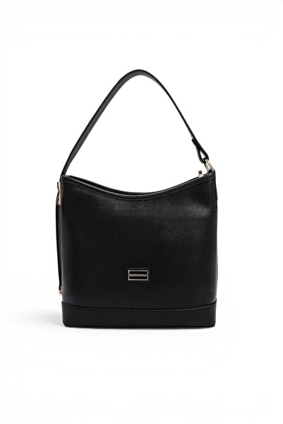 Silver Polo Black - Black Plain Women's Shoulder Bag Sp1286