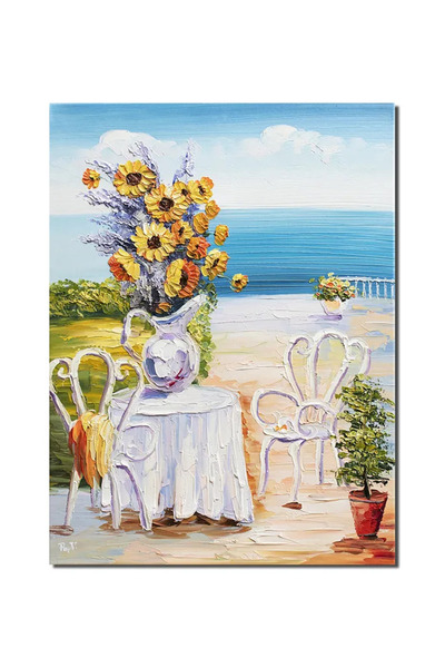 artnova Tablou vaza floarea soarelui pictat manual, O zi minunata la malul ma...