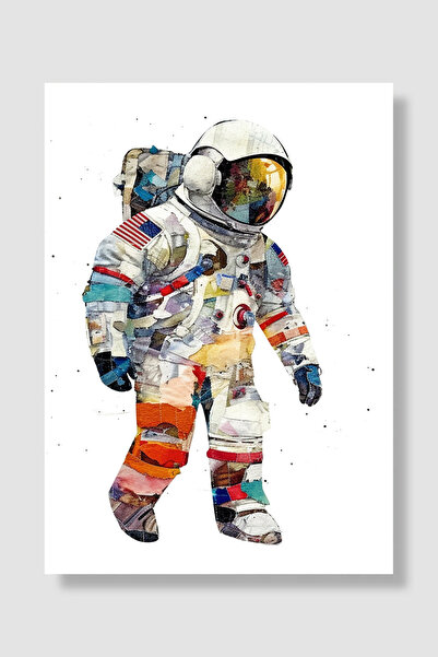 Luna Marissa Poster astronauta, akvarel kolaž, marširajući astronaut, zidni d...