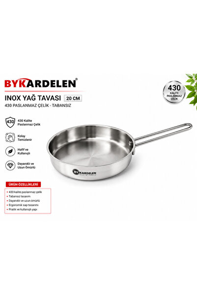 BYKARDELEN | Bykardelen Inox Oil Pan |   20 cm | 430 Quality Stainless Steel ...
