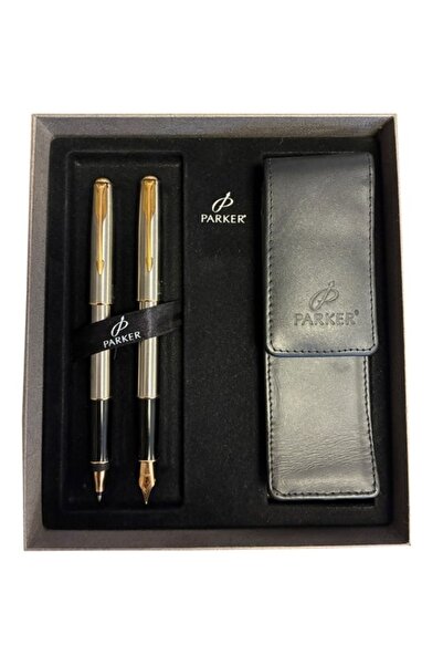 Parker Hediye Seti Sonnet Gold Krom Dolma-Roller Kalem Seti + Kılıf