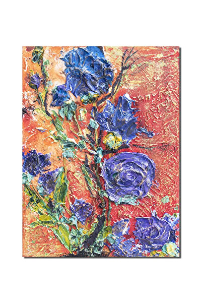 artnova Tablou 3D cu flori pictat manual, Flori mov, indigo, stilizat, 40x30c...