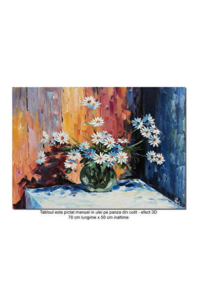 artnova Ръчно рисувана картина, Маргаритки, маргаритки - 70x50см маслени бои ...